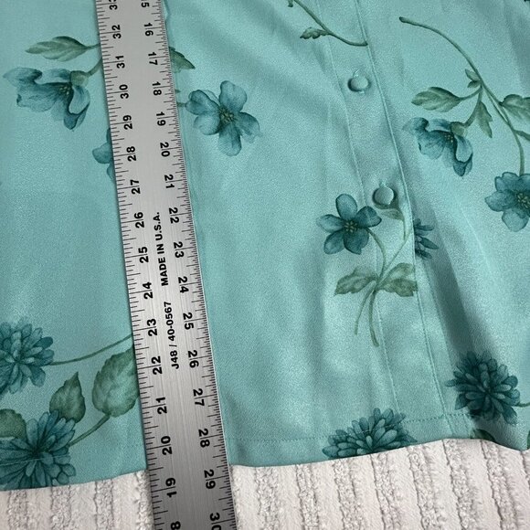 Graff Women Button Up Green Floral Print Long Sleeve Shirt Blouse Medium USA New - Picture 10 of 10